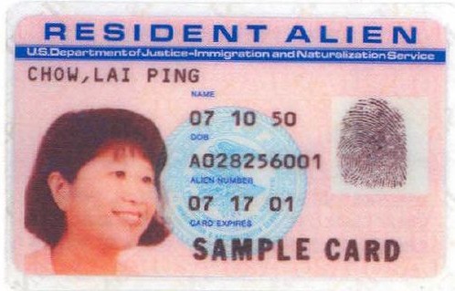 resident alien card 1989-1997, i-551