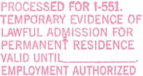 i-551 permanent resident stamp