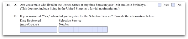 Selective Service question on Form N-400