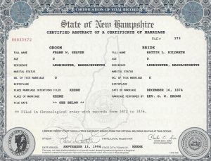 marriage certificate for name change