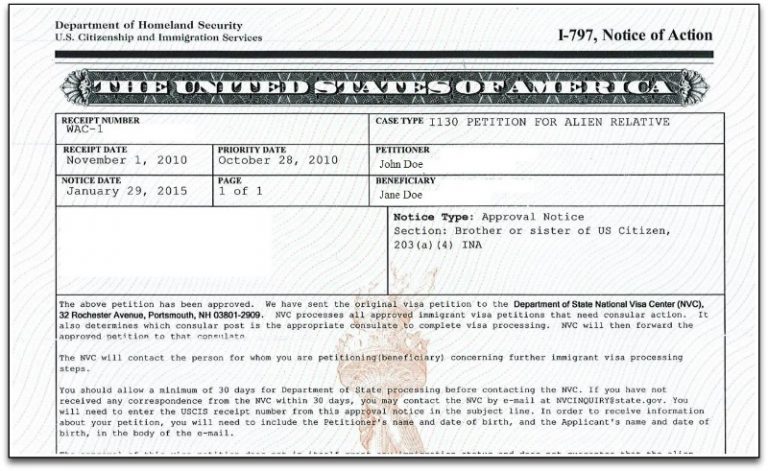 Form I 797 Approval Notice