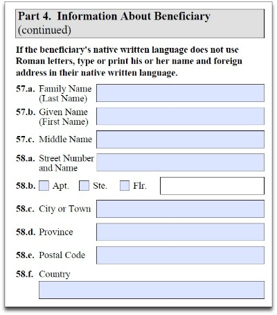 Beneficiary S Address In Native Written Language Citizenpath