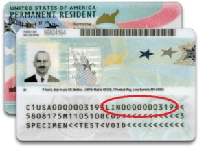 permanent resident card number circled