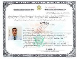 Example Certificate of Citizenship