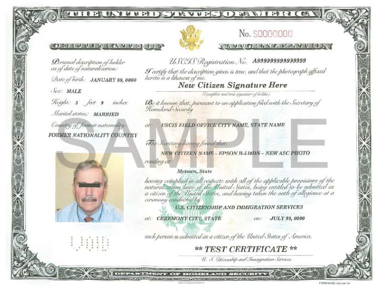 certificate of naturalization это