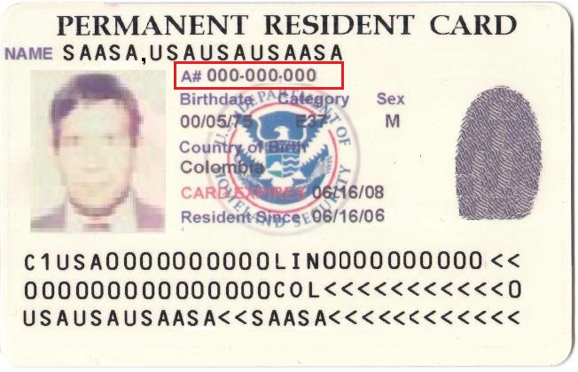 alien registration number