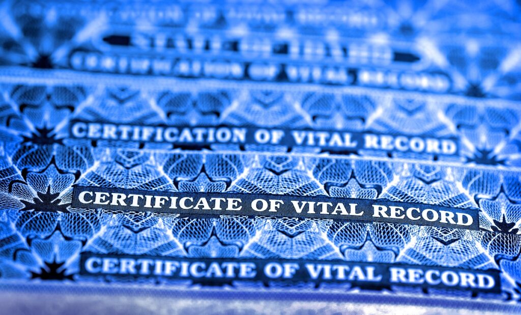 Certificates of vital records for an immigration case