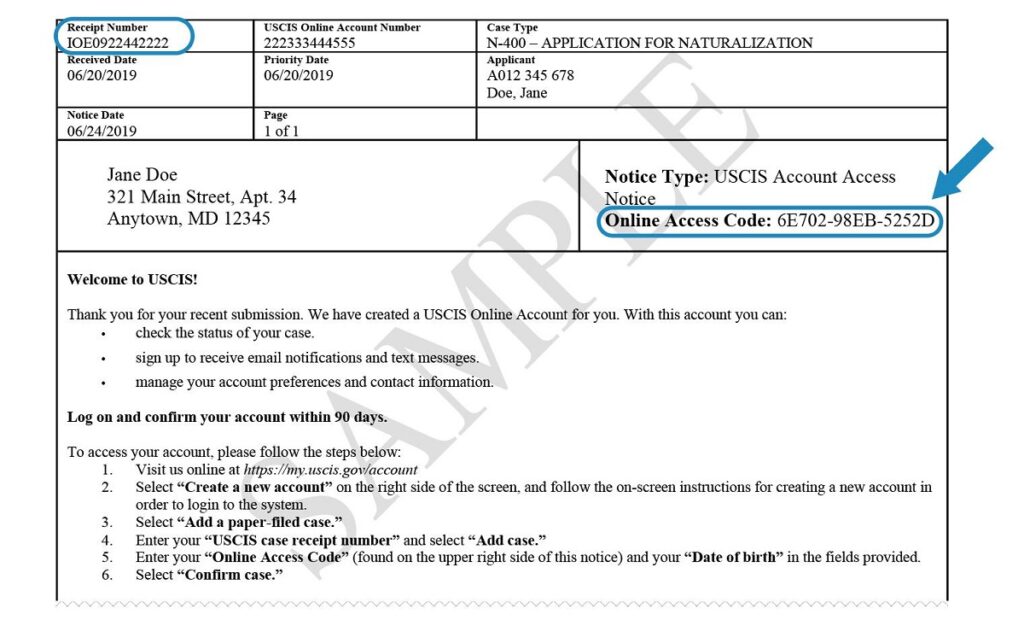 uscis account number meaning