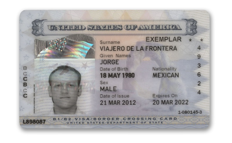 Border Crossing Card example from a Mexican citizen