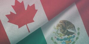 Canadian and Mexican flags overlapped to represent opportunities for TN professionals