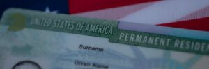 Close up of green card