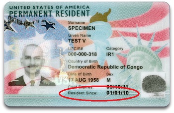Green Card - demonstrating residence since for citizenship requirements for 5 year LPR