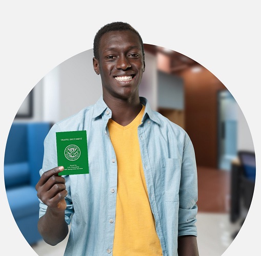 Man receives travel document after preparing on CitizenPath's Travel Document Application Package