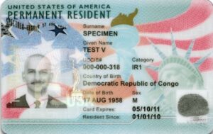 Front of the 2017 version of the permanent resident card