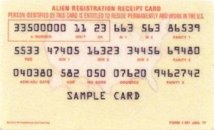 Back of green card from 1977-1989