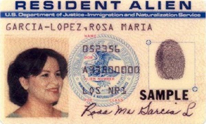 Front of green card from 1977-1989