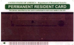 Back of permanent resident card from 1997-2010