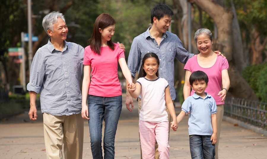 Family walks together after financial sponsor of green card