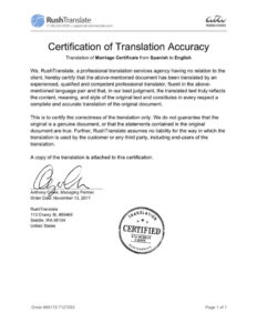Sample certification and translation