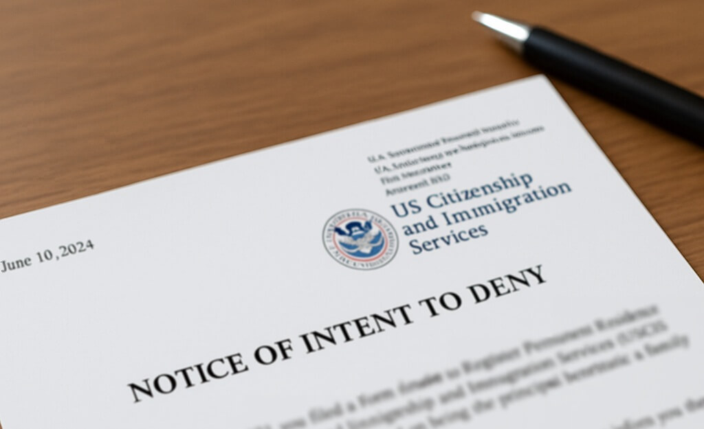 Notice of Intent to Deny (NOID) letter sitting on a desk