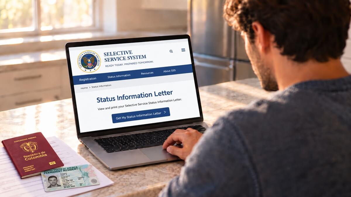 Man checks Selective Service for citizenship application
