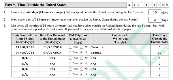 Time Outside The United States On Form N 400 Citizenpath